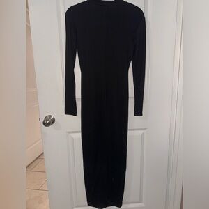 Simple black zipper dress with slit at end